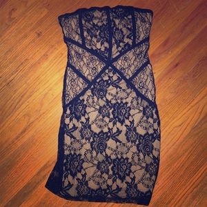 Charlotte Russe black and nude lace straplessdress